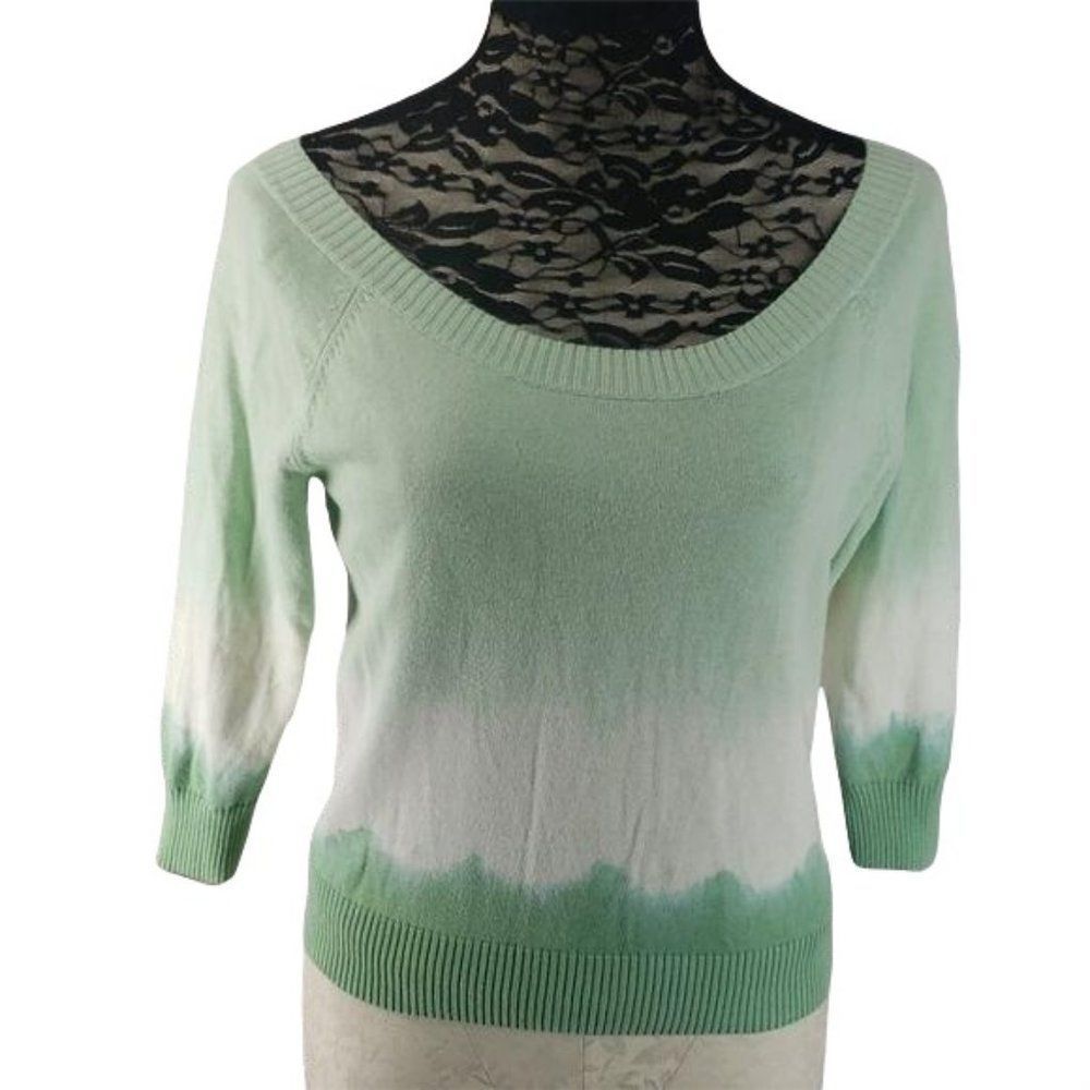 Jeanne Pierre Green Ombré‎ Medium tie dyed quarter sleeve Sweater
